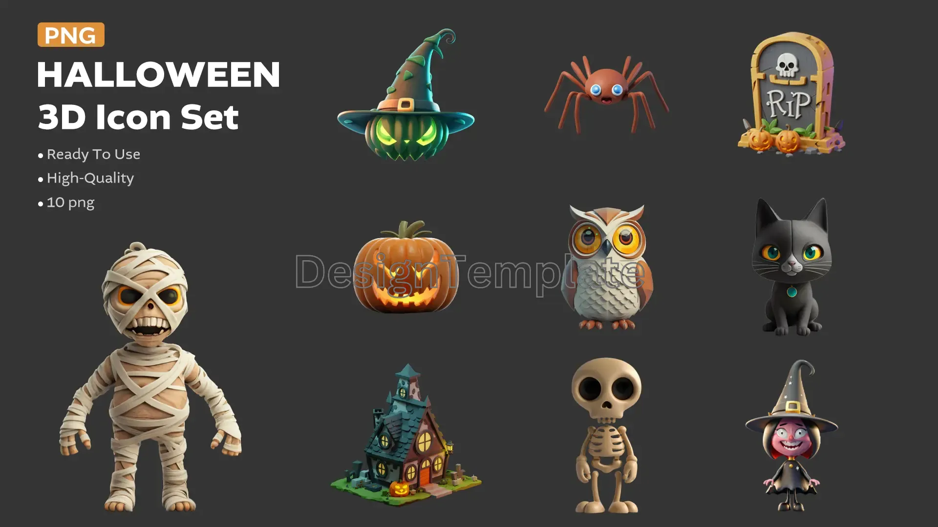 Creepy Characters Halloween 3D Elements Pack image